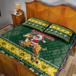 South Africa Christmas Quilt Bed Set Funny Santa Riding Springbok