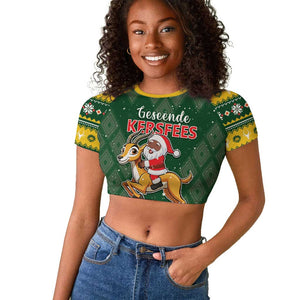 South Africa Christmas Raglan Cropped T shirt Funny Santa Riding Springbok LT05