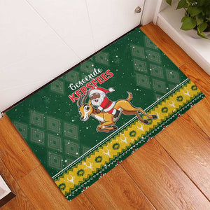 South Africa Christmas Rubber Doormat Funny Santa Riding Springbok