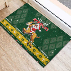 South Africa Christmas Rubber Doormat Funny Santa Riding Springbok