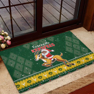 South Africa Christmas Rubber Doormat Funny Santa Riding Springbok