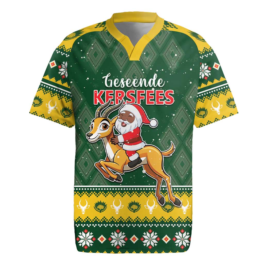 South Africa Christmas Rugby Jersey Funny Santa Riding Springbok LT05