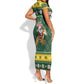 South Africa Christmas Short Sleeve Bodycon Dress Funny Santa Riding Springbok LT05