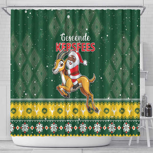 South Africa Christmas Shower Curtain Funny Santa Riding Springbok