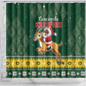 South Africa Christmas Shower Curtain Funny Santa Riding Springbok