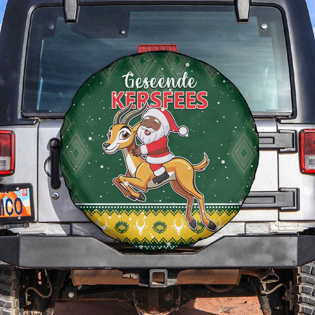 South Africa Christmas Spare Tire Cover Funny Santa Riding Springbok