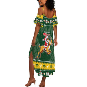 South Africa Christmas Summer Maxi Dress Funny Santa Riding Springbok LT05