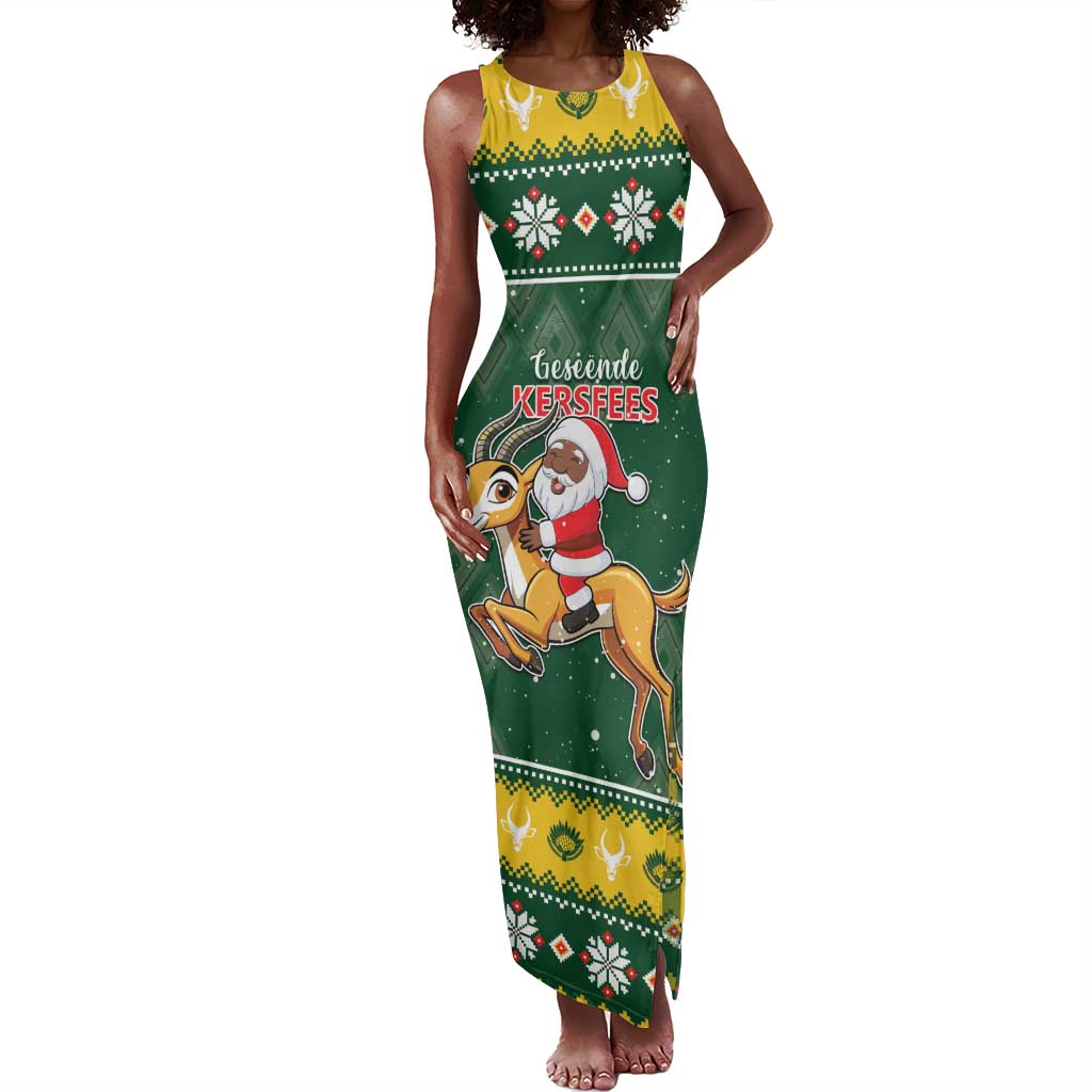 South Africa Christmas Tank Maxi Dress Funny Santa Riding Springbok LT05