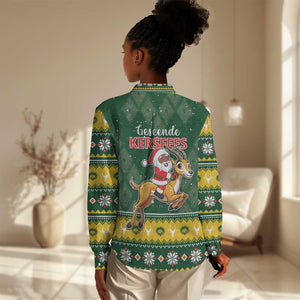 South Africa Christmas Women Casual Shirt Funny Santa Riding Springbok LT05