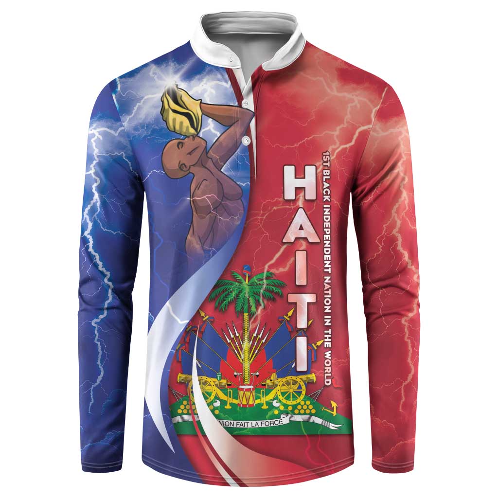 Haiti Independence Day Button Sweatshirt The First Black Independent Nation