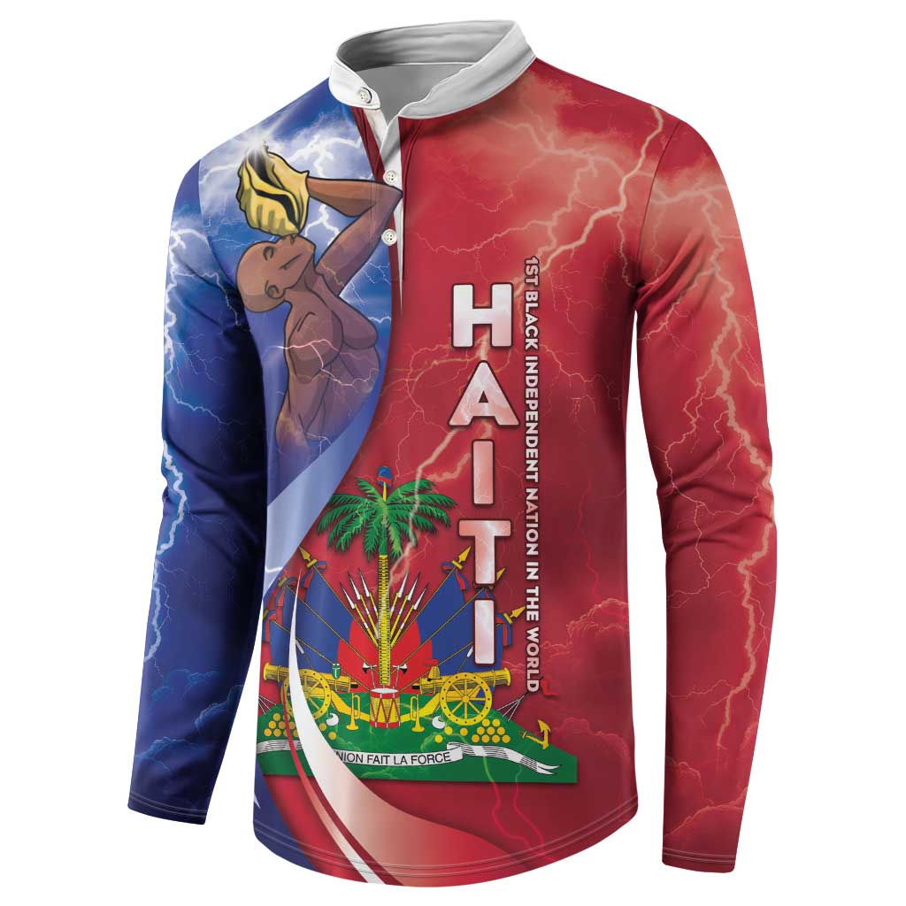 Haiti Independence Day Button Sweatshirt The First Black Independent Nation