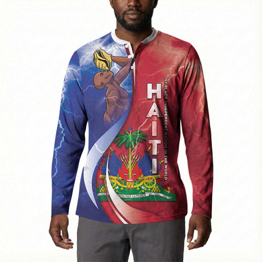 Haiti Independence Day Button Sweatshirt The First Black Independent Nation