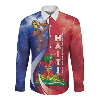 Haiti Independence Day Long Sleeve Button Shirt The First Black Independent Nation - African Pride