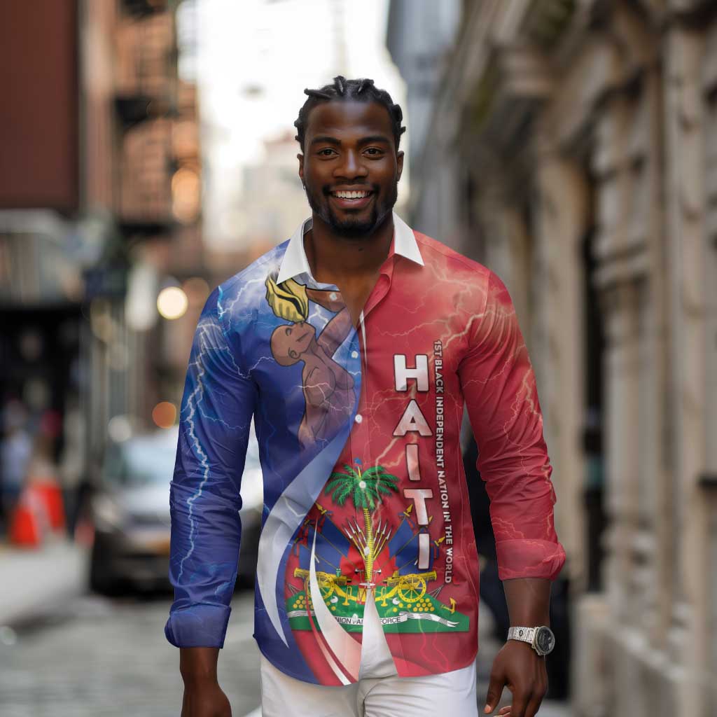 Haiti Independence Day Long Sleeve Button Shirt The First Black Independent Nation - African Pride
