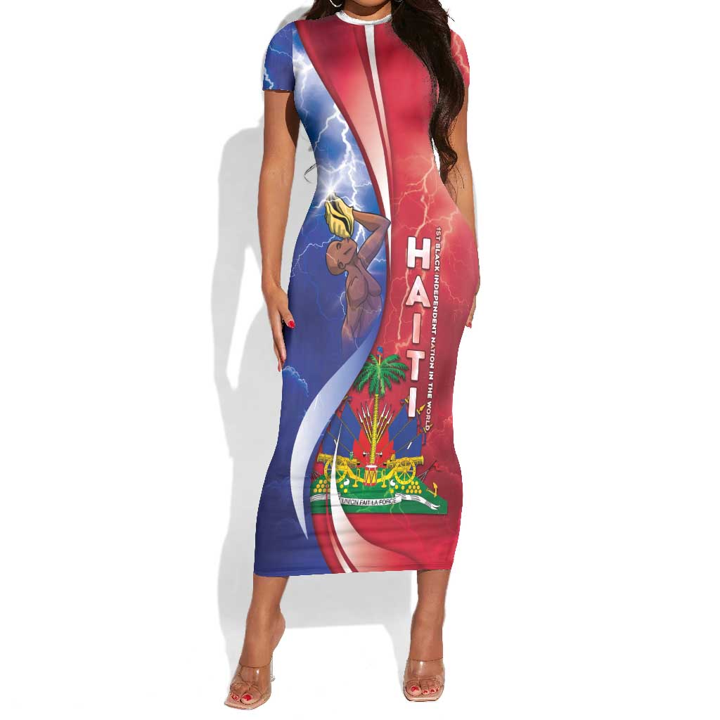 Haiti Independence Day Short Sleeve Bodycon Dress The First Black Independent Nation LT05