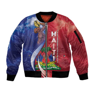 Haiti Independence Day Sleeve Zip Bomber Jacket The First Black Independent Nation - African Pride