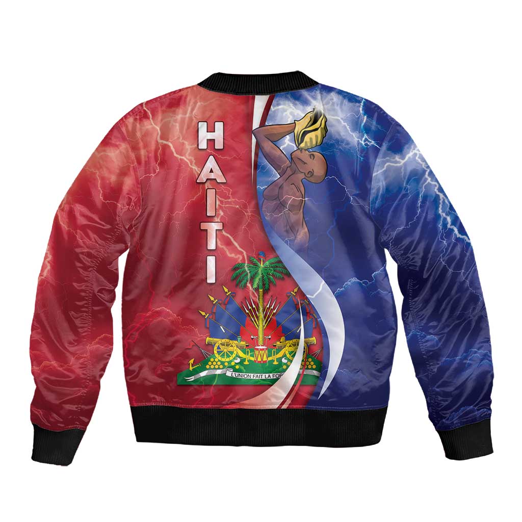 Haiti Independence Day Sleeve Zip Bomber Jacket The First Black Independent Nation - African Pride