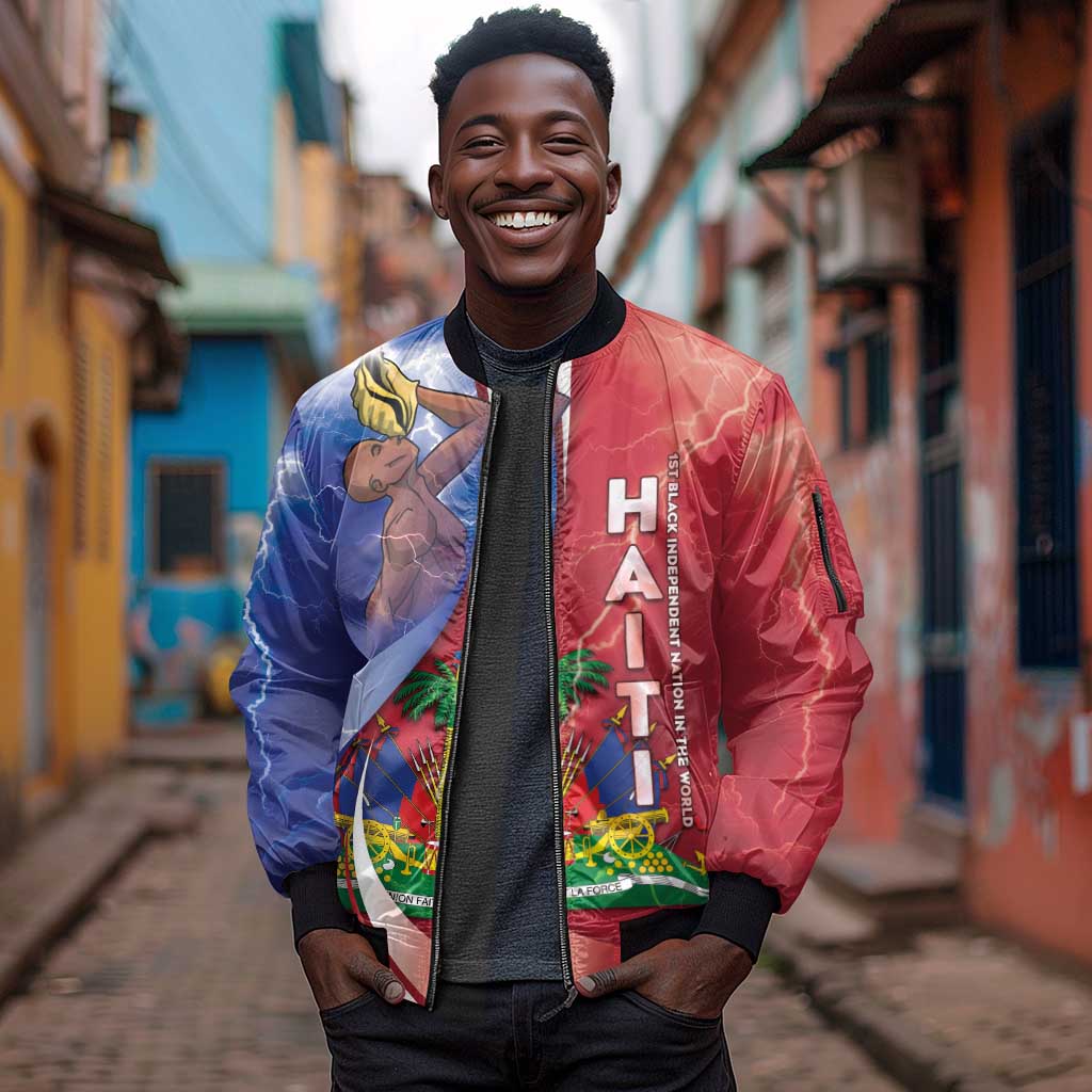 Haiti Independence Day Sleeve Zip Bomber Jacket The First Black Independent Nation - African Pride