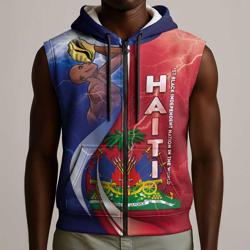 Haiti Independence Day Sleeveless Zip Hoodie The First Black Independent Nation - African Pride
