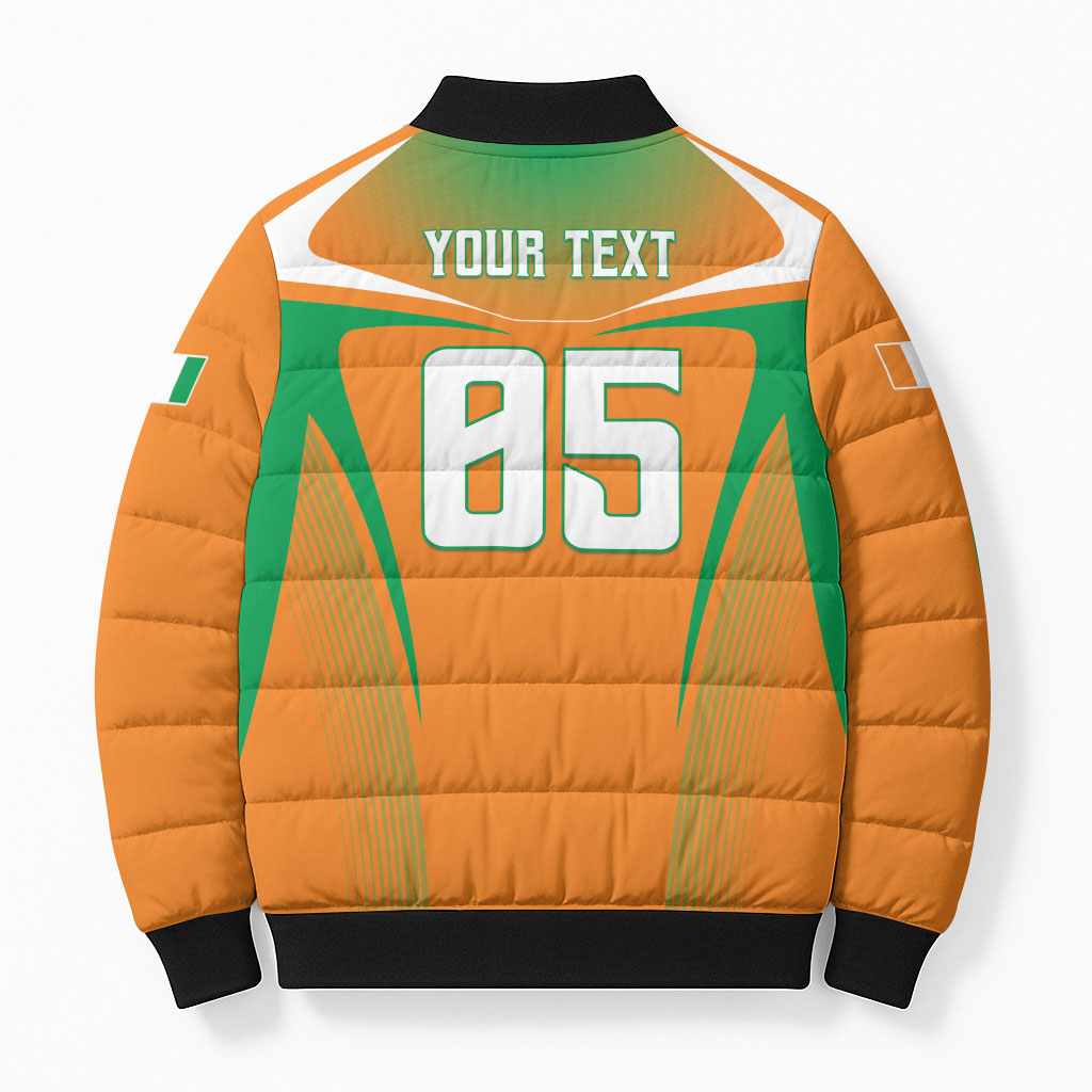 Custom Ivory Coast Football 2026 Bomber Puffer Jacket Go Les Elephants