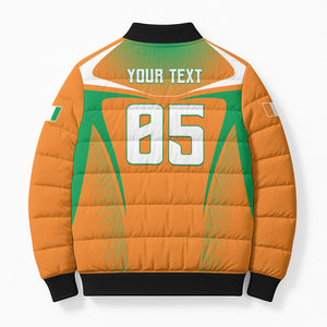 Custom Ivory Coast Football 2026 Bomber Puffer Jacket Go Les Elephants
