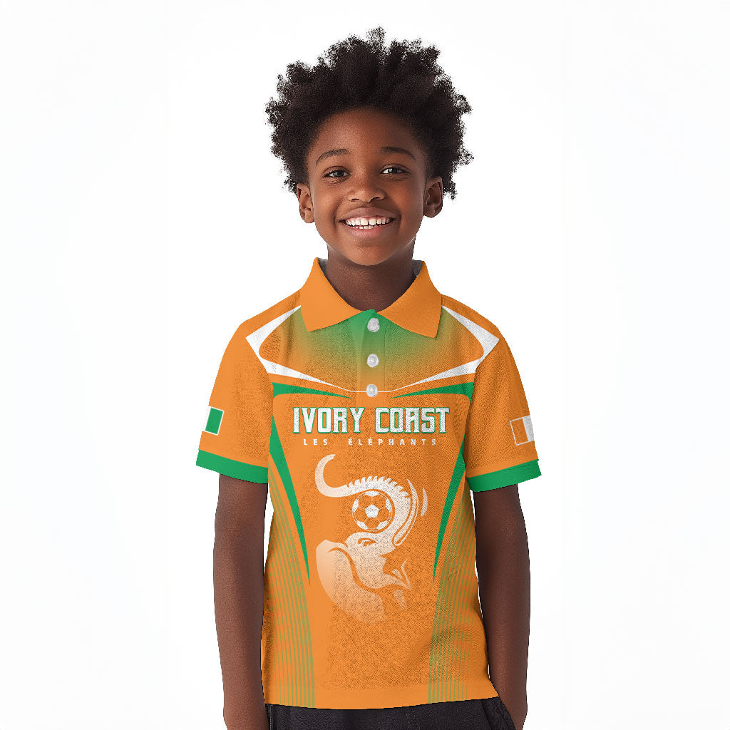 Custom Ivory Coast Football 2026 Kid Polo Shirt Go Les Elephants