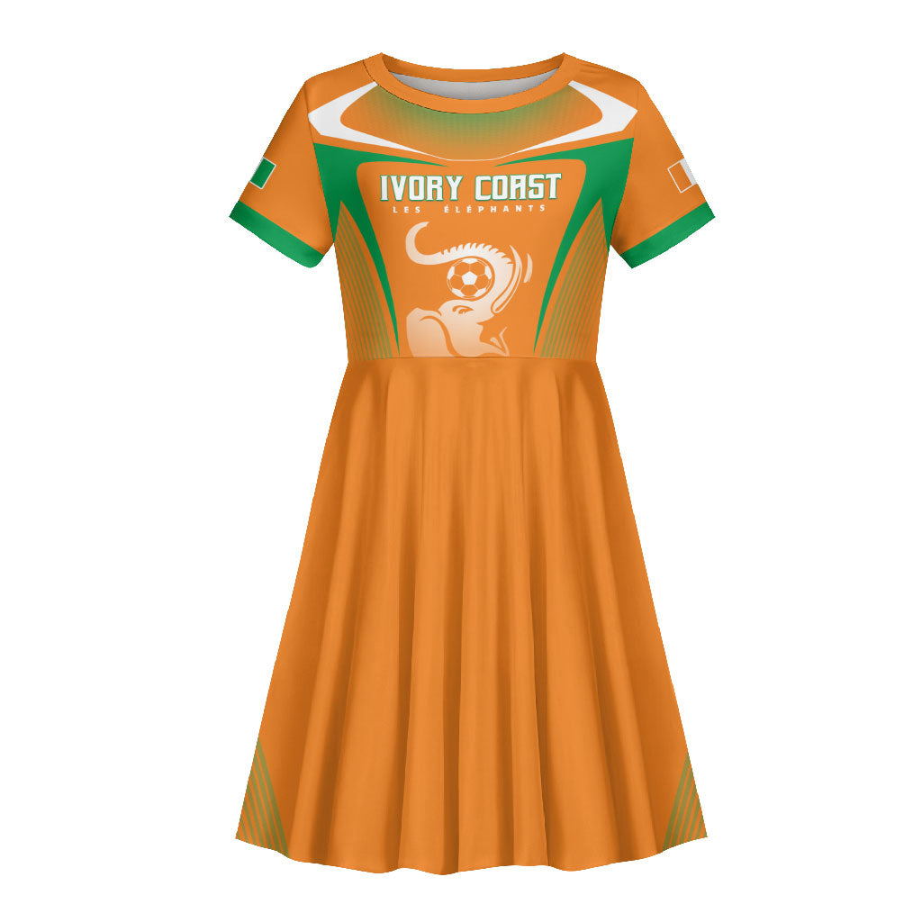 Custom Ivory Coast Football 2026 Kid Short Sleeve Dress Go Les Elephants