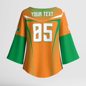 Custom Ivory Coast Football 2026 Kimono Sleeve Blouse Go Les Elephants