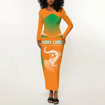 Custom Ivory Coast Football 2026 Long Sleeve Bodycon Dress Go Les Elephants