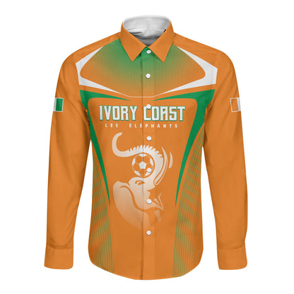 Custom Ivory Coast Football 2026 Long Sleeve Button Shirt Go Les Elephants