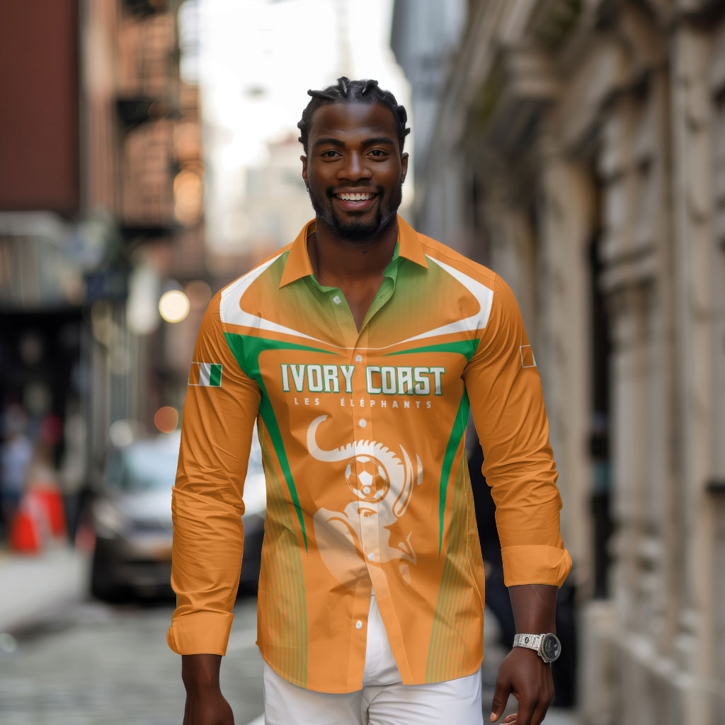 Custom Ivory Coast Football 2026 Long Sleeve Button Shirt Go Les Elephants
