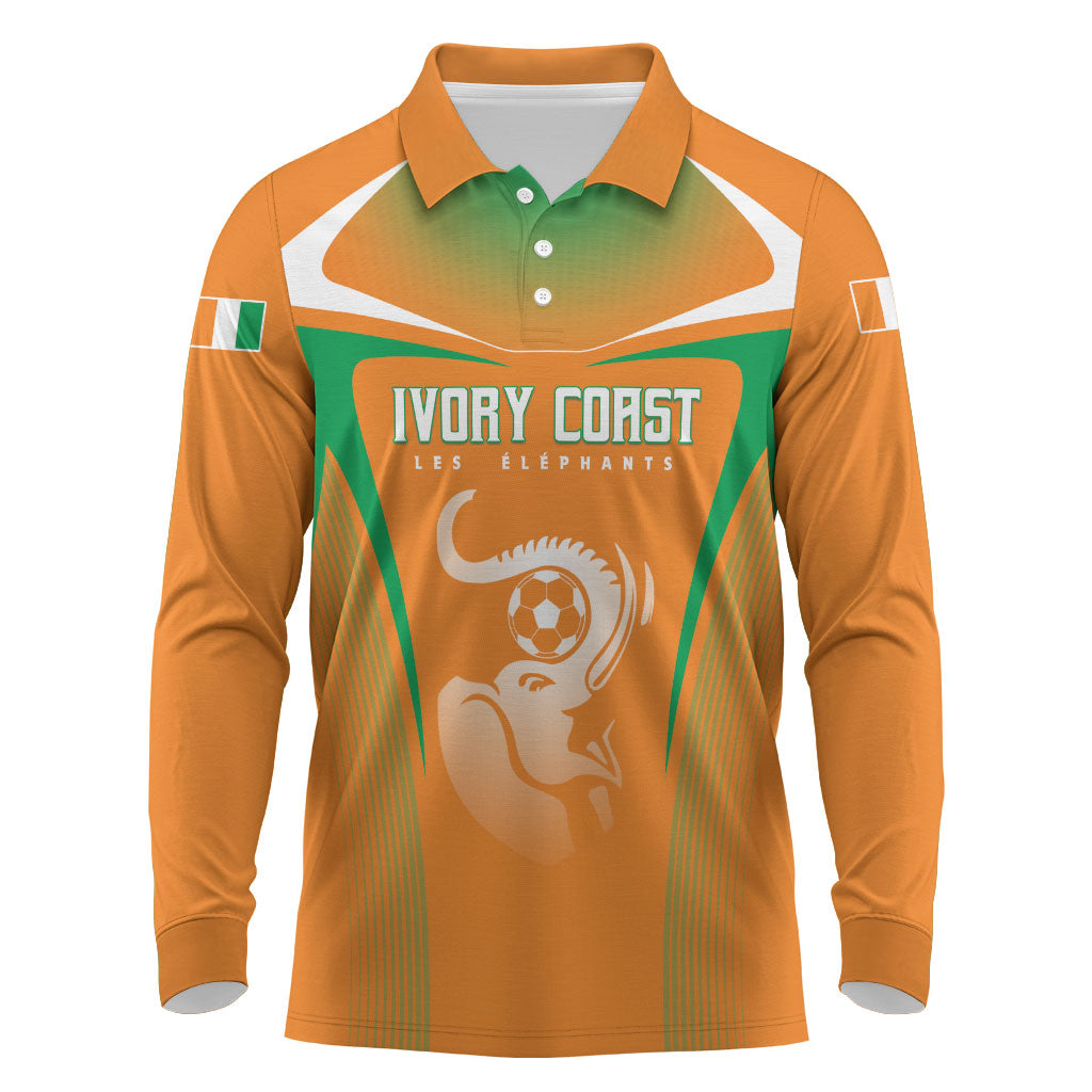 Custom Ivory Coast Football 2026 Long Sleeve Polo Shirt Go Les Elephants