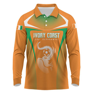 Custom Ivory Coast Football 2026 Long Sleeve Polo Shirt Go Les Elephants