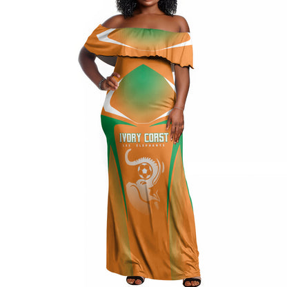 Custom Ivory Coast Football 2026 Off Shoulder Maxi Dress Go Les Elephants