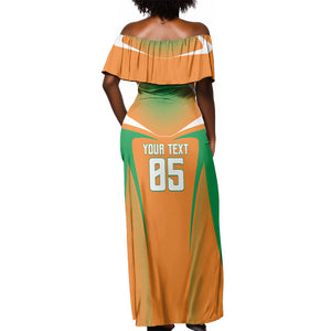 Custom Ivory Coast Football 2026 Off Shoulder Maxi Dress Go Les Elephants