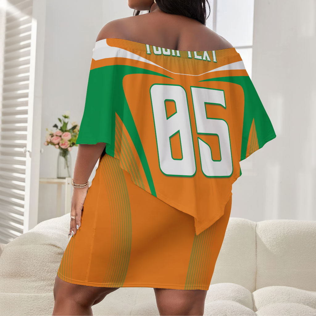 Custom Ivory Coast Football 2026 Off Shoulder Short Dress Go Les Elephants