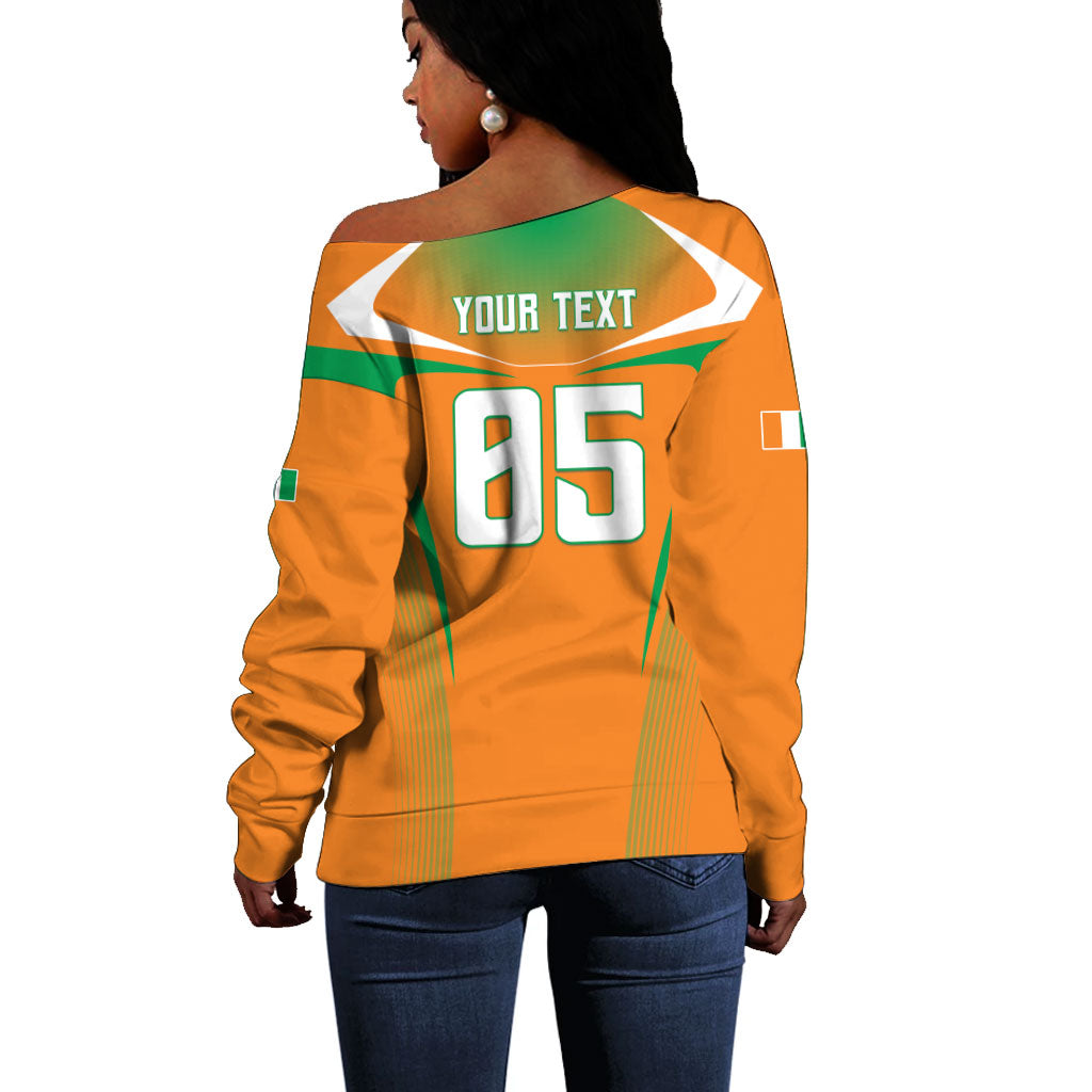 Custom Ivory Coast Football 2026 Off Shoulder Sweater Go Les Elephants