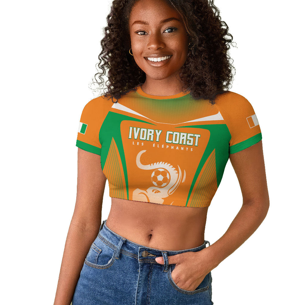 Custom Ivory Coast Football 2026 Raglan Cropped T shirt Go Les Elephants