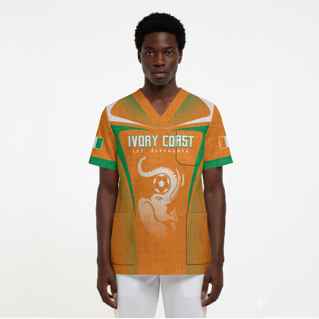 Custom Ivory Coast Football 2026 Scrub Top Go Les Elephants