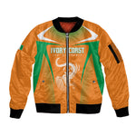 Custom Ivory Coast Football 2026 Sleeve Zip Bomber Jacket Go Les Elephants