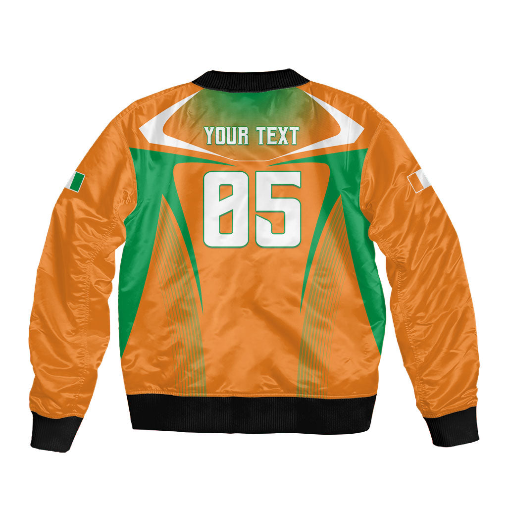 Custom Ivory Coast Football 2026 Sleeve Zip Bomber Jacket Go Les Elephants