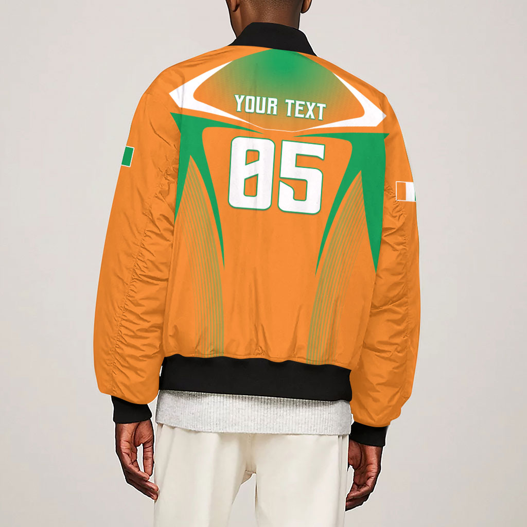 Custom Ivory Coast Football 2026 Sleeve Zip Bomber Jacket Go Les Elephants