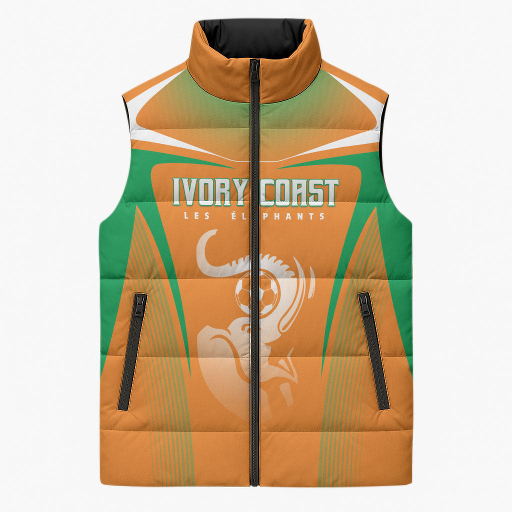 Custom Ivory Coast Football 2026 Sleeveless Puffer Jacket Go Les Elephants