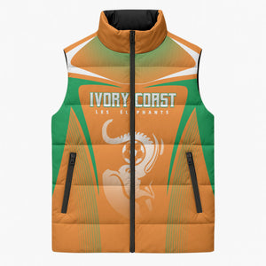 Custom Ivory Coast Football 2026 Sleeveless Puffer Jacket Go Les Elephants