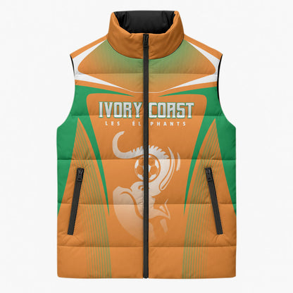 Custom Ivory Coast Football 2026 Sleeveless Puffer Jacket Go Les Elephants