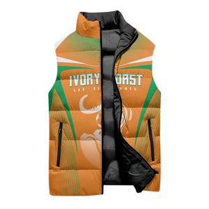 Custom Ivory Coast Football 2026 Sleeveless Puffer Jacket Go Les Elephants
