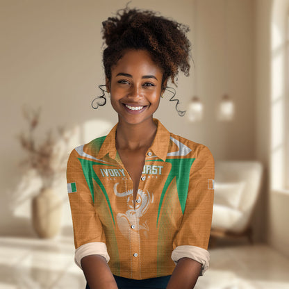 Custom Ivory Coast Football 2026 Women Casual Shirt Go Les Elephants