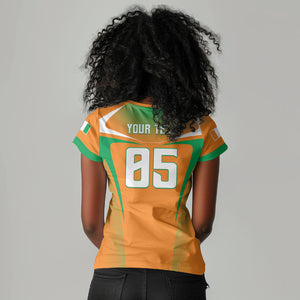 Custom Ivory Coast Football 2026 Women V-Neck T-Shirt Go Les Elephants