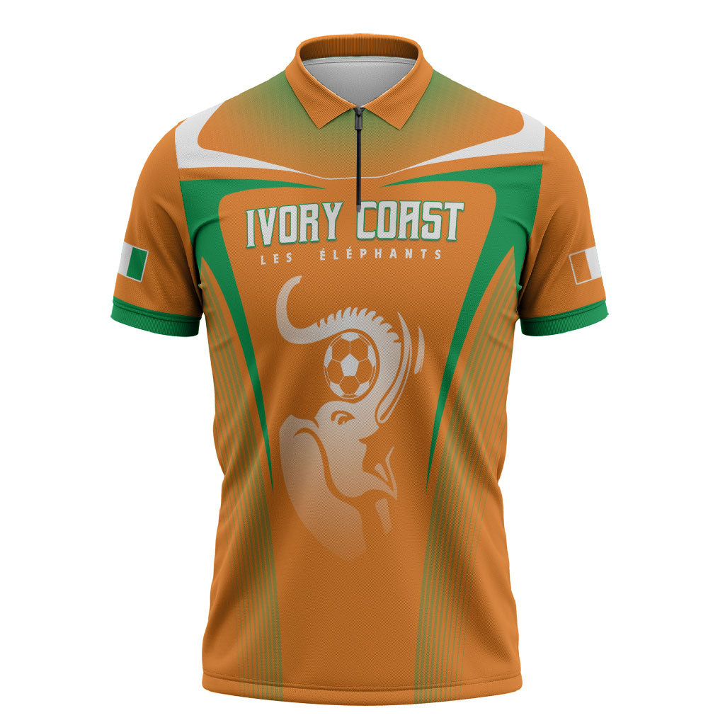 Custom Ivory Coast Football 2026 Zipper Polo Shirt Go Les Elephants