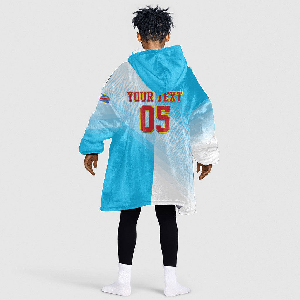 Custom DR Congo Football 2026 Kid Wearable Blanket Hoodie Fimbu Na Fimbu